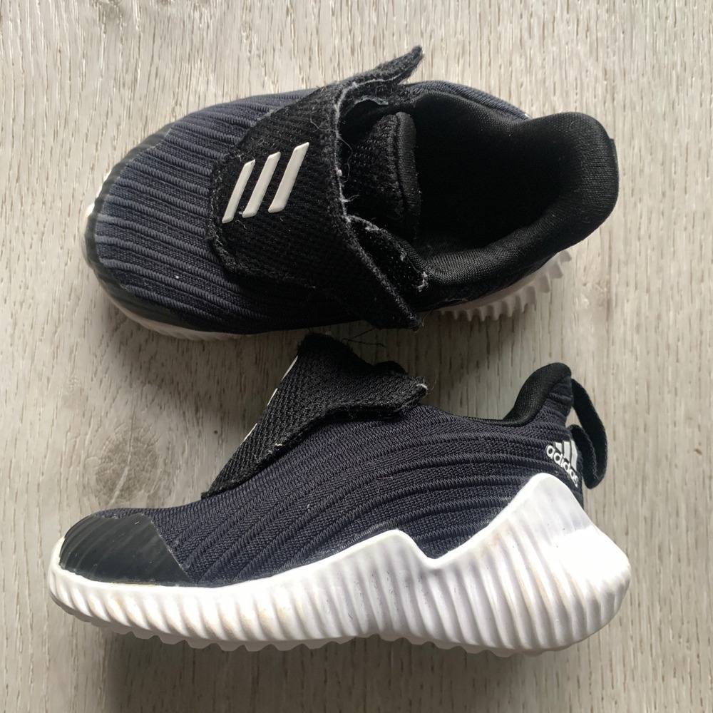 Kids Adidas FortaRun AC I Sneakers Black White Easy On Off Size 4K